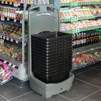 Mobile Basket Buddy™ Storage Unit in convenience store