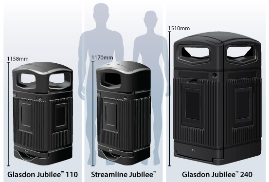 Glasdon Jubilee™ Litter Bin Range featuring the 240 model for wheelie bins
