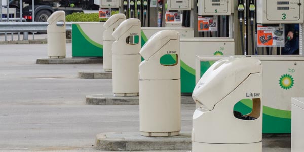 Petrol Station Fuel Pump Island Litter Bin