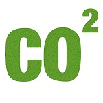 Green CO2 symbol on a white background