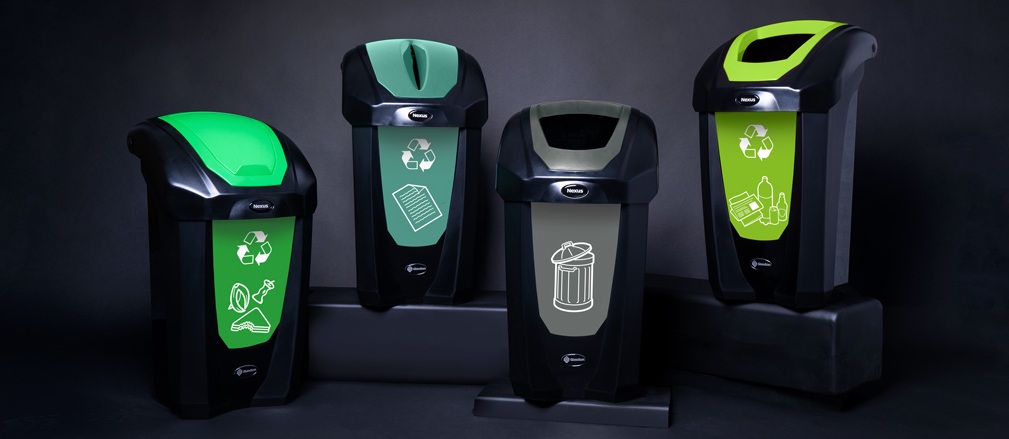 Nexus 30 bins on plinths on black background