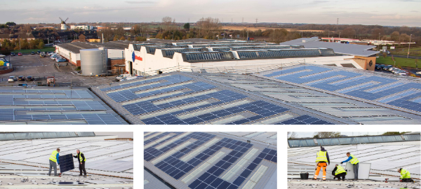 Solar Panels on Warehouse 3 at Glasdon Ltd