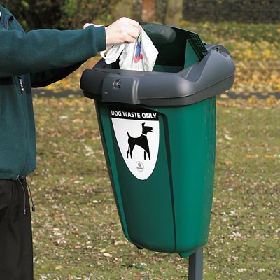 Retriever 50 dog waste bin in green in use