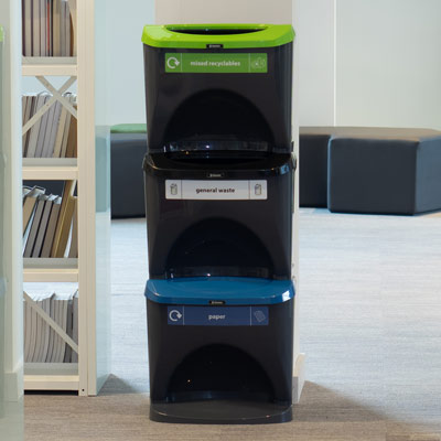 Nexus® Stack 90 Recycling Bins 903S 90 Litres - 3 Waste Streams