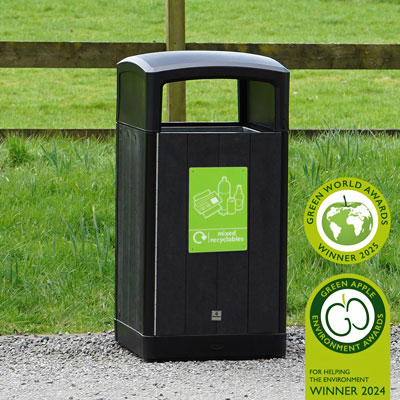 Origin&trade; Curve 110 Mixed Recyclables Recycling Bin Made from Recycled Materials