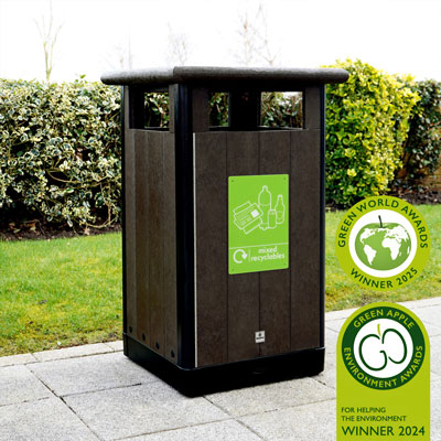 Origin&trade; Horizon 110 Mixed Recyclables Recycling Bin Made from Recycled Materials